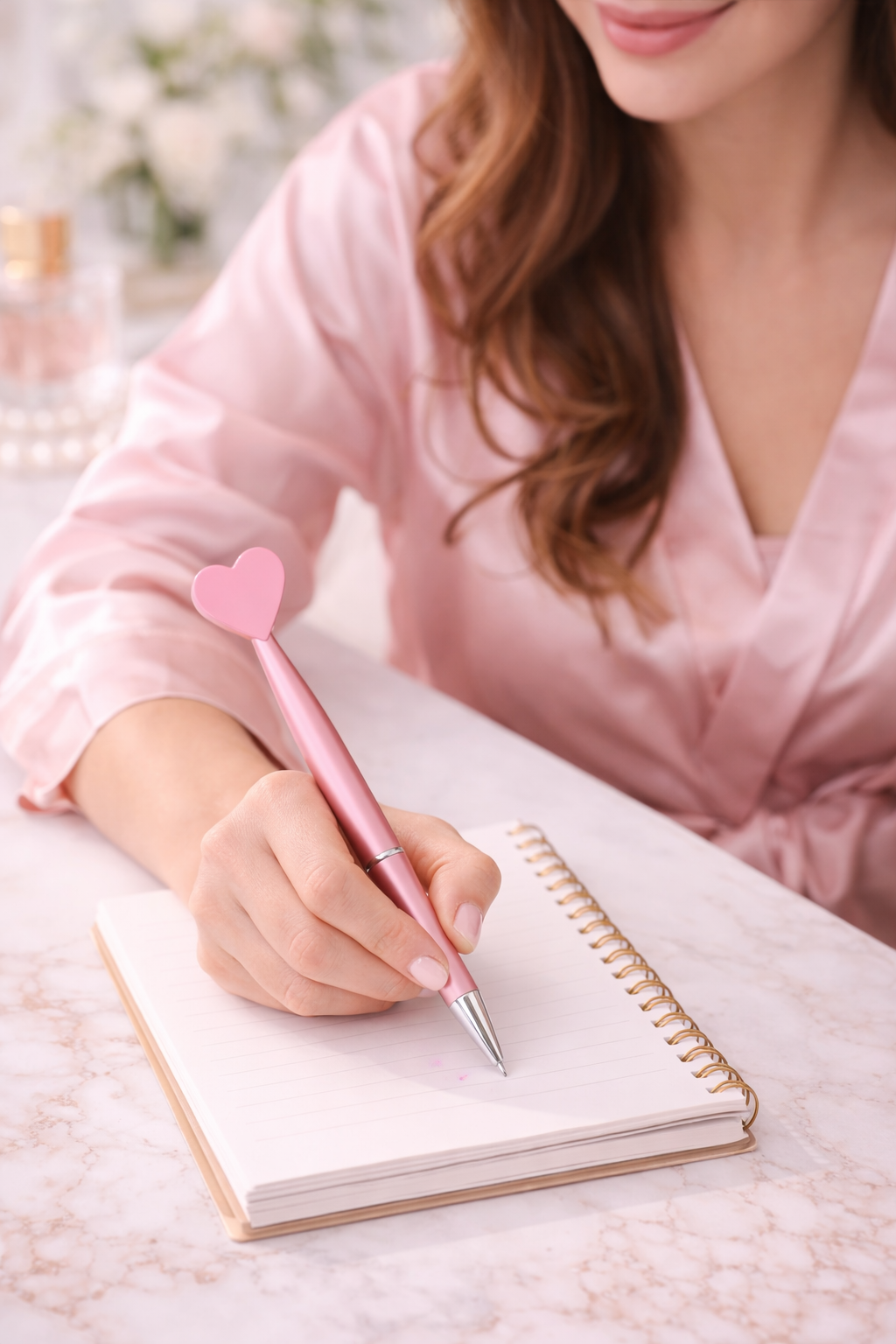 Pink Heart-Shaped Rotating Ballpoint Pen with Refillable Ink – Cute Love Design, Smooth Writing Pen for Study, Office & School Use, Perfect Gift