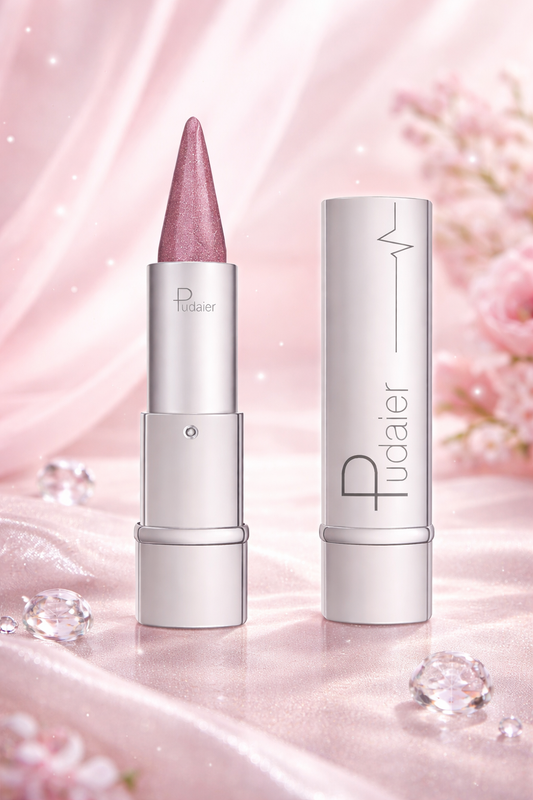 Metallic Lipstick with Defined Tip in Purple Tone