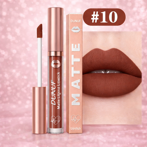 Matte Liquid Lipstick – Shade #10 Warm Brown | Long-Lasting Velvet Matte, Waterproof & Non-Stick