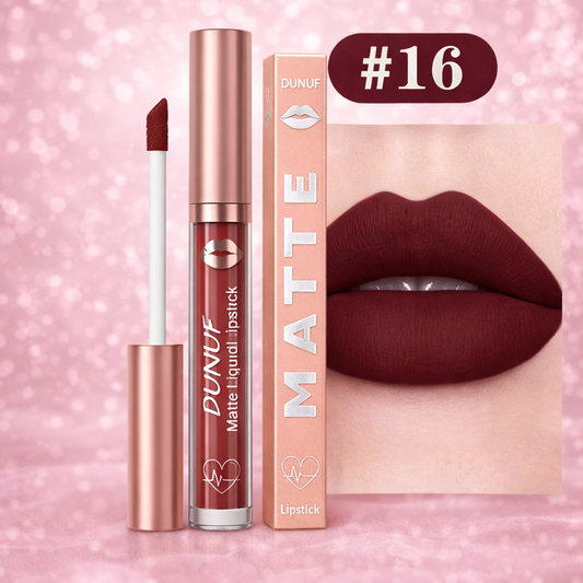 Matte Liquid Lipstick – Shade #16 Deep Wine | Long-Lasting Velvet Matte, Waterproof & Non-Stick
