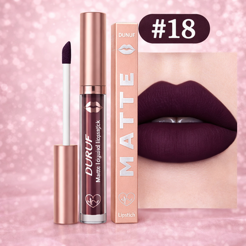 Matte Liquid Lipstick – Shade #18 Deep Berry | Long-Lasting Velvet Matte, Waterproof & Non-Stick