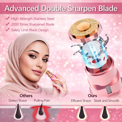 2-in-1 Electric Eyebrow Trimmer & Facial Hair Remover for Women – Painless Rechargeable Face Shaver with LED Light for Eyebrows, Peach Fuzz, Lips, Chin & Body