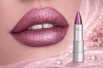 Metallic Lipstick with Defined Tip in Purple Tone