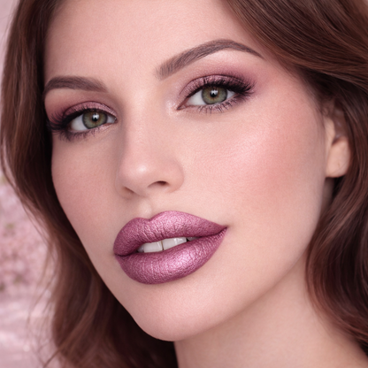 Metallic Lipstick with Defined Tip in Purple Tone