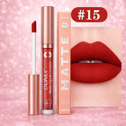 Matte Liquid Lipstick – Shade #15 Classic Red | Long-Lasting Velvet Matte, Waterproof & Non-Stick