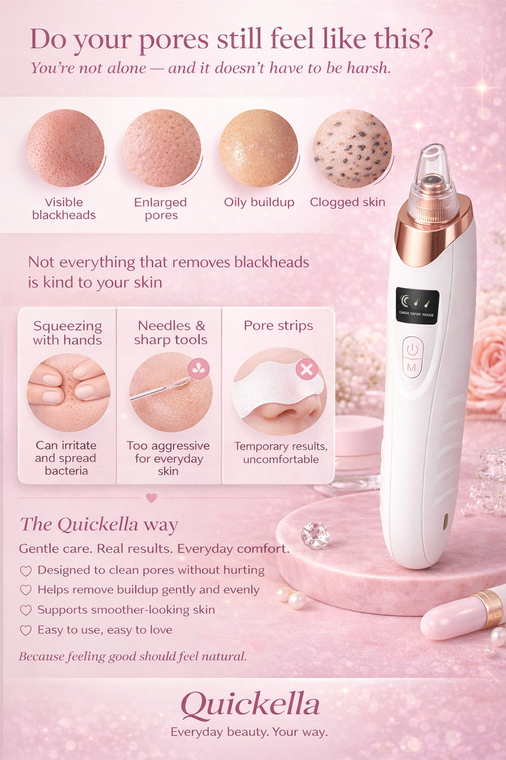 Electric Blackhead Remover Vacuum – 5 in 1 Pore Cleaner with LCD Display & 5 Interchangeable Heads