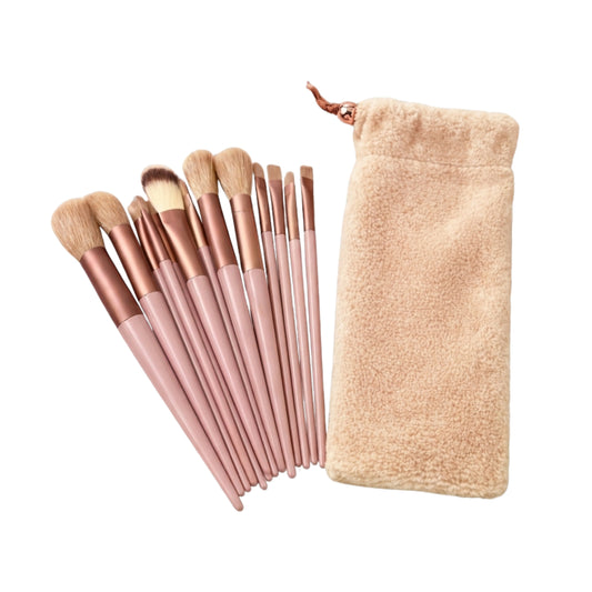 13-piece makeup brush set professional quality with storage bag UAE